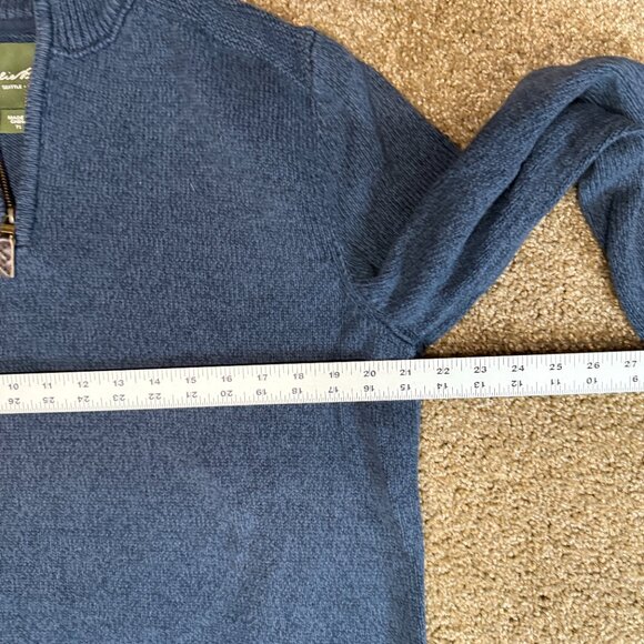 Eddie Bauer Seattle Sweater Mens TL Navy Blue Knit Cotton Mock Neck Quarter-Zip - Picture 9 of 12